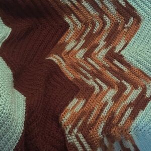 Chevron Knit Blanket in Brown and Blue